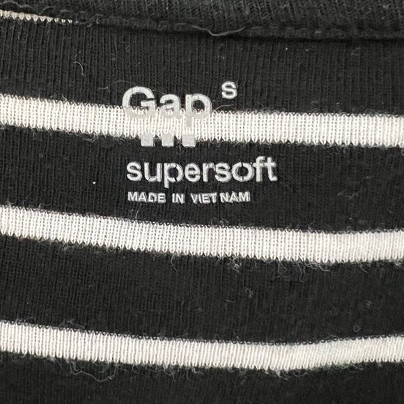 Gap Supersoft Womens Knit Top Small Black White Striped Long Sleeve Cotton Modal - Picture 4 of 6